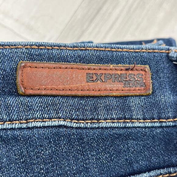 Express Mid Rise Dark Wash Basic Legging Skinny Boot Jeans 00 - Picture 6 of 9